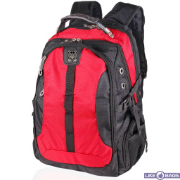Рюкзак для ноутбука UNION та USB AUX чорний з червоним LB-9388R